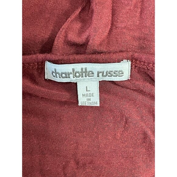 Charlotte Russe Size LARGE Burgundy Long Sleeve Semi Sheer Blouse Top Shirt - Picture 2 of 3